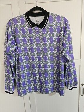 Vtg 90s SCORE Goalkeeper Soccer Jersey Purple Green Graphic Goalie Shirt Mens Sm